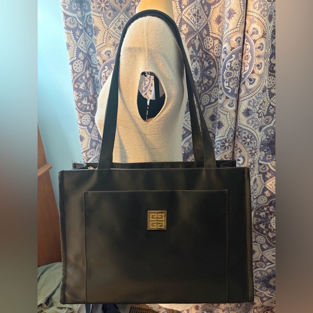 Black Givenchy Parfums Nylon Tote with Gold Hardware